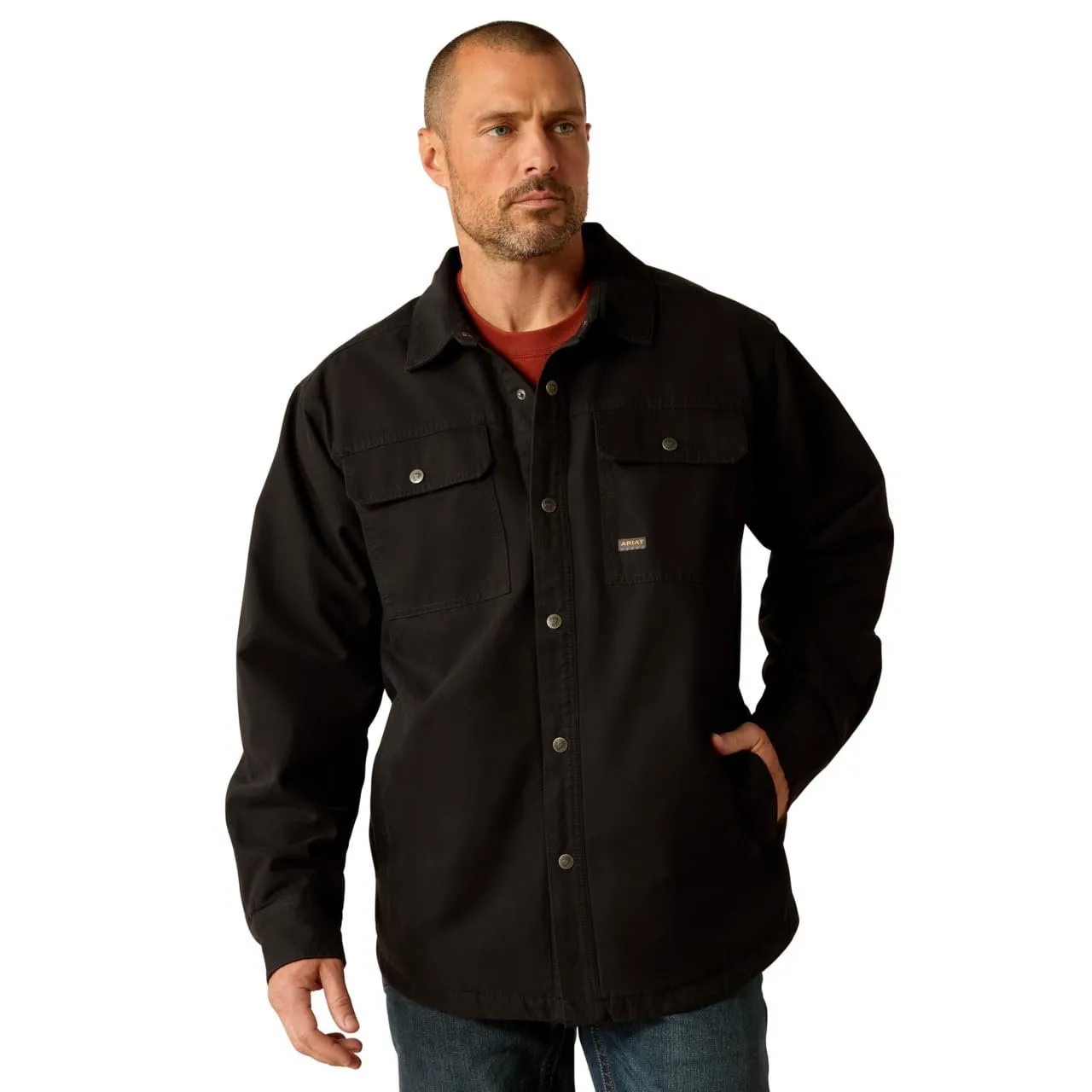Ariat Men's Rebar Canvas Shirt Jacket, Black