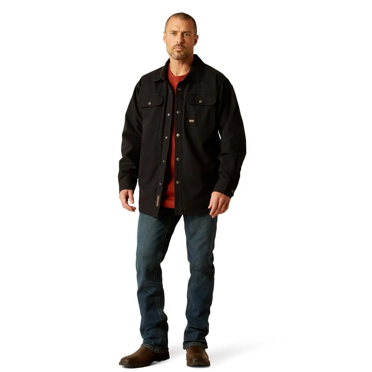 Ariat Men's Rebar Canvas Shirt Jacket, Black