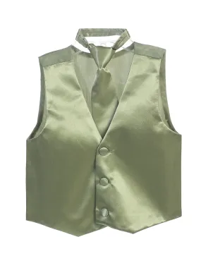 Big Boys Sage Three Button Satin Vest Tie 2 Pc Set 8-16
