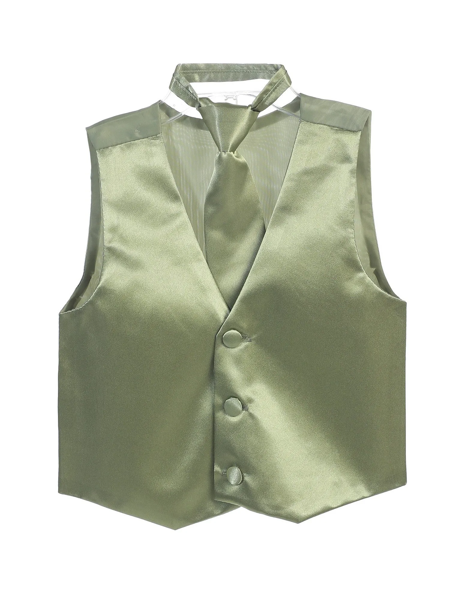 Big Boys Sage Three Button Satin Vest Tie 2 Pc Set 8-16