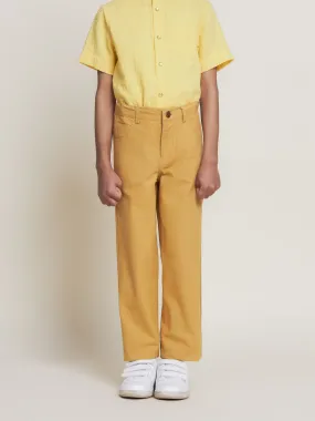 Cooper Slim Fit Cotton Sheeting Boys Pants - Mustard