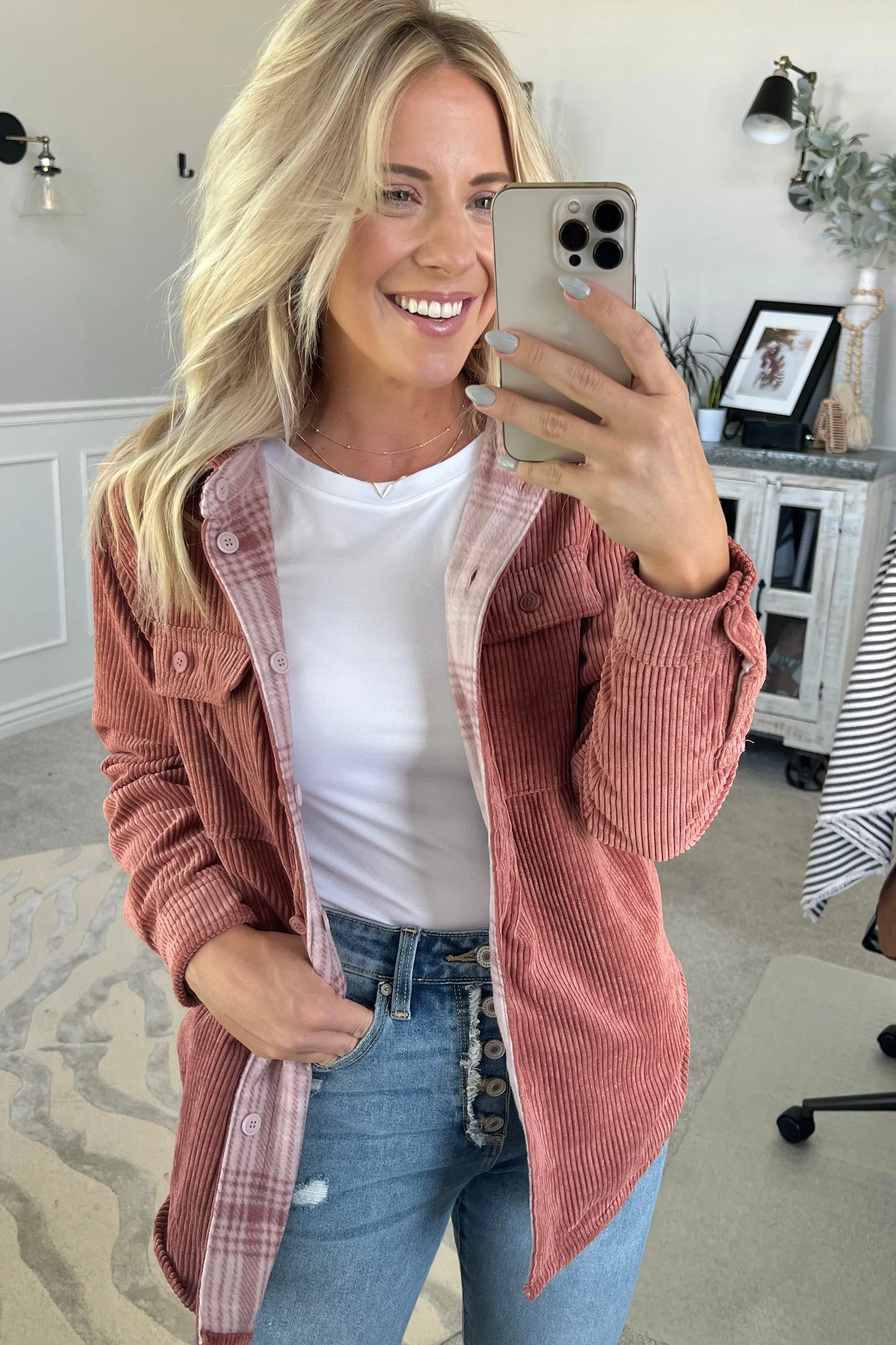 Corduroy Plaid Reversible Jacket