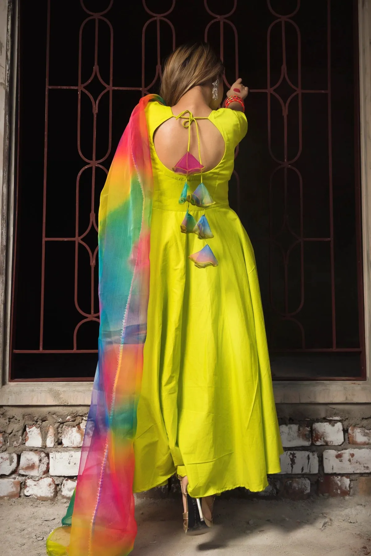 Cotton Green Solid Anarkali Suit Set