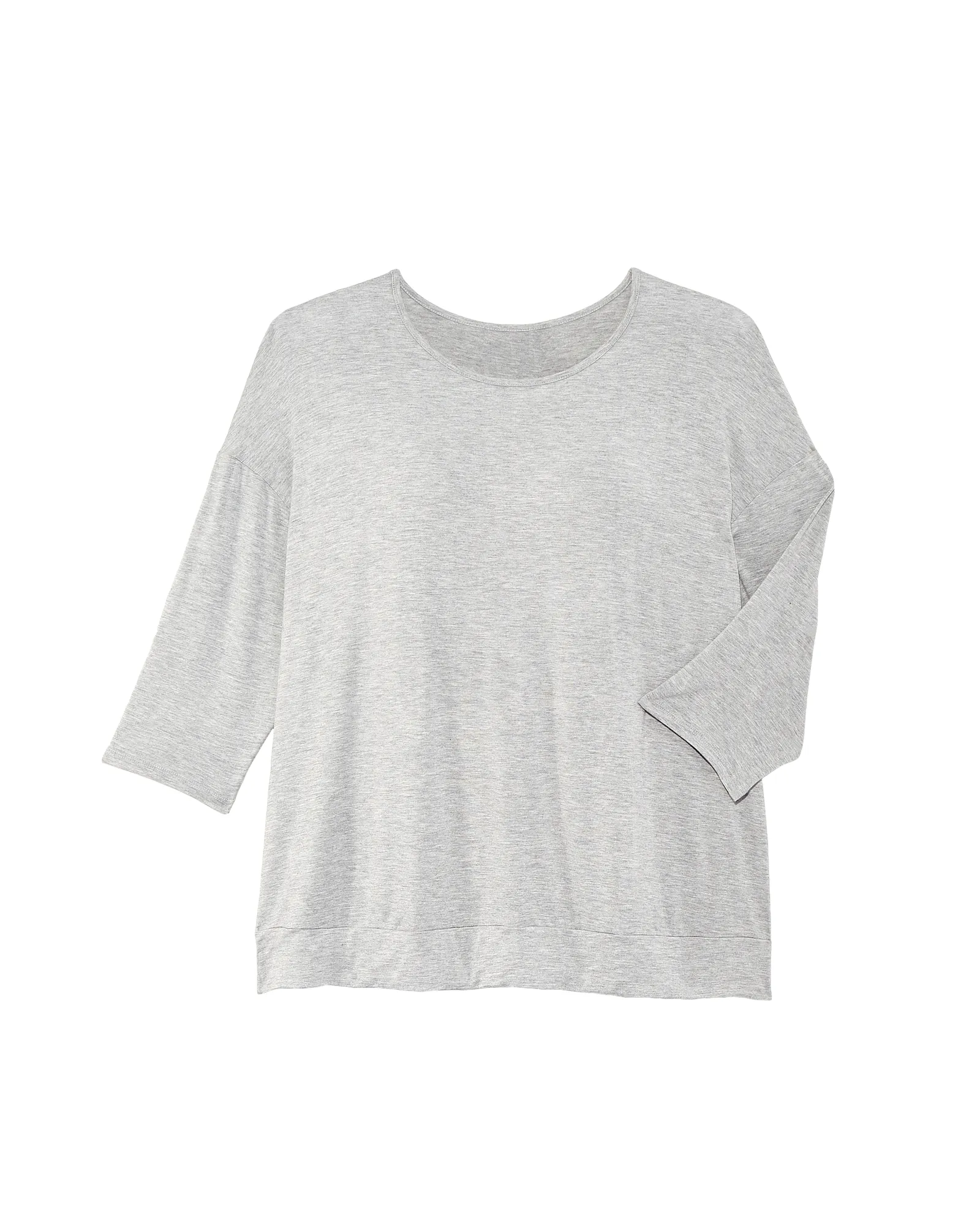 Cressida 3/4 Sleeve Button Back Tee | Light Grey / Light Grey