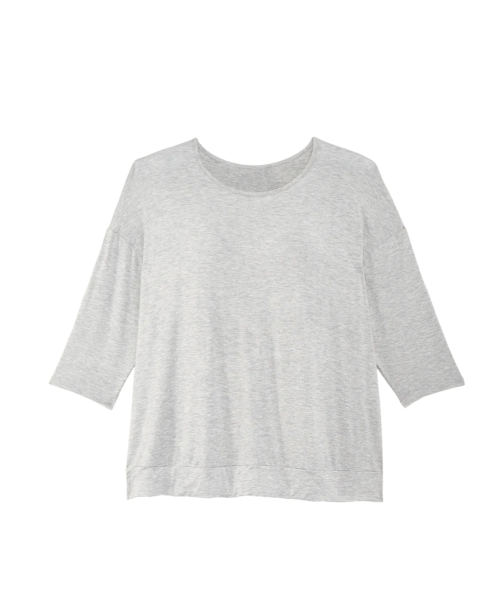 Cressida 3/4 Sleeve Button Back Tee | Light Grey / Light Grey