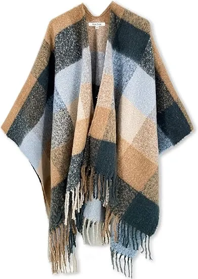 Cupquake Winter Chic Plaid Poncho Cardigan