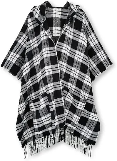 Cupquake Winter Chic Plaid Poncho Cardigan
