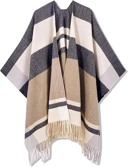 Cupquake Winter Chic Plaid Poncho Cardigan