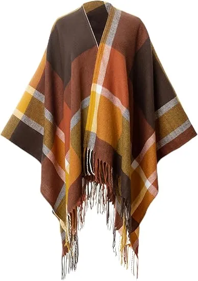 Cupquake Winter Chic Plaid Poncho Cardigan
