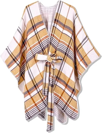Cupquake Winter Chic Plaid Poncho Cardigan