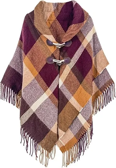 Cupquake Winter Chic Plaid Poncho Cardigan