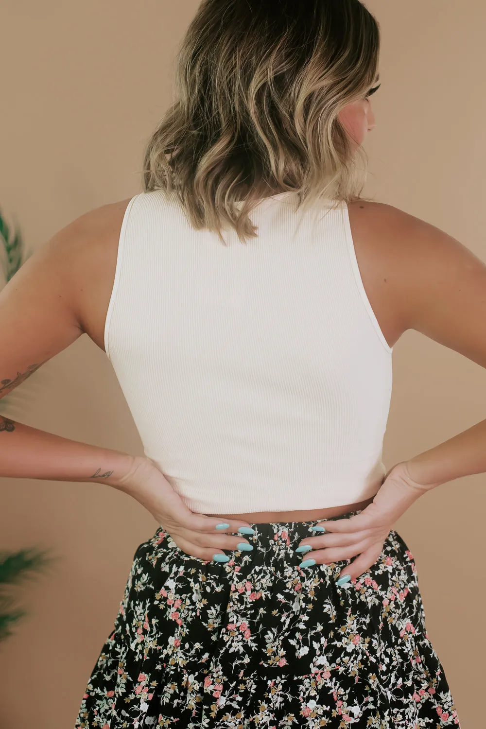 Everyday High Neck Tank, Light Peach