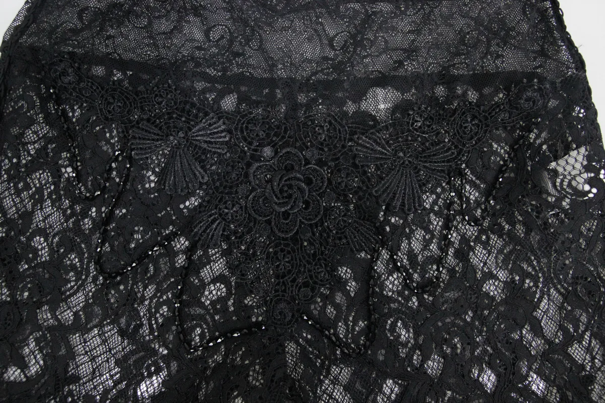 Gothic Black Lace Flare Pants / Sexy Transparent Women's Long Trousers