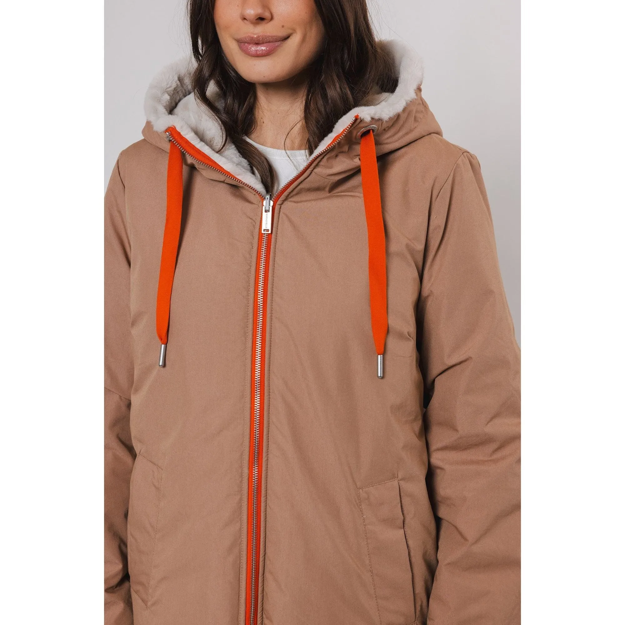 Javin Reversible Mid Length Coat With Hood Twig/Birch