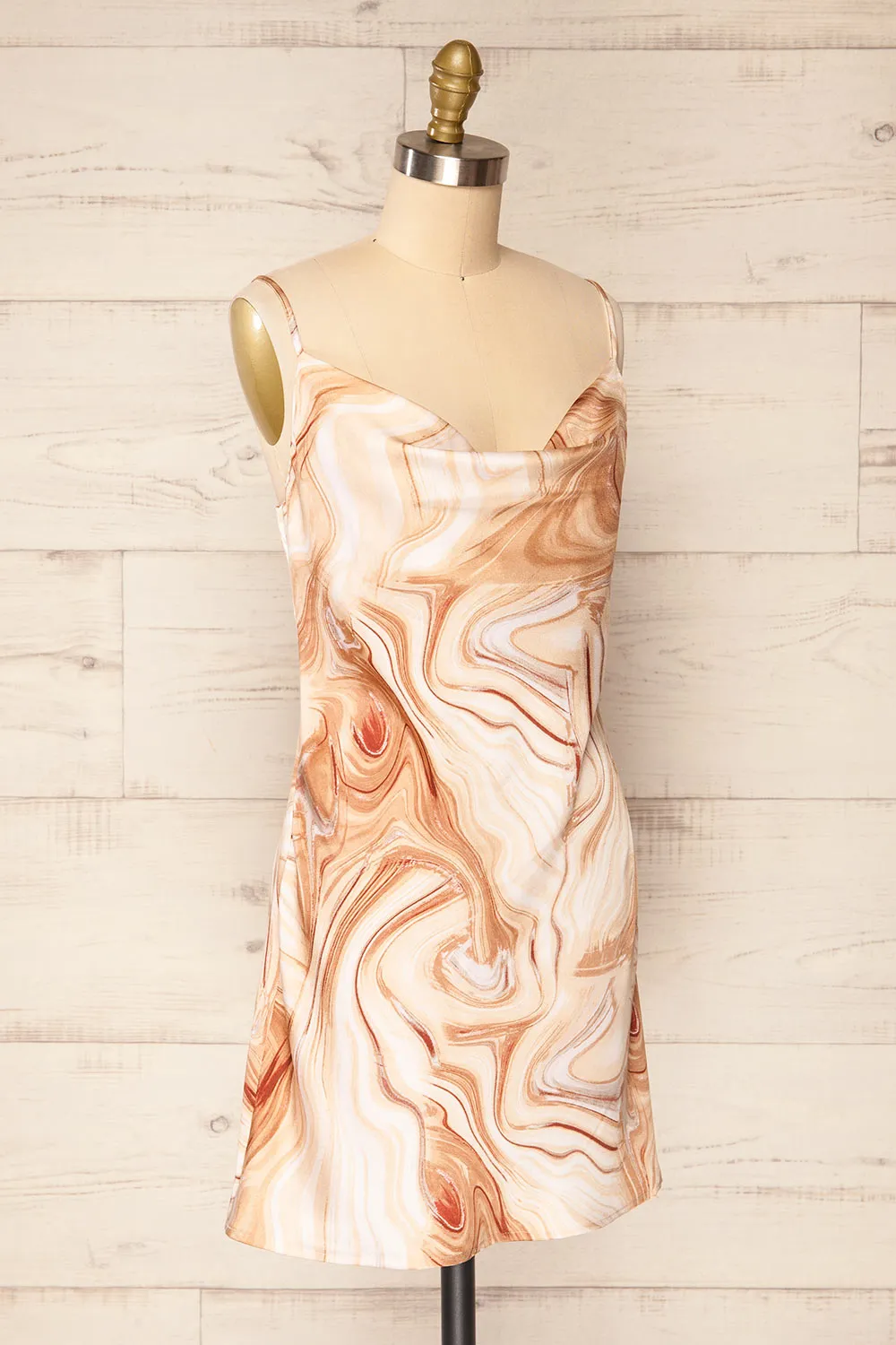 Jeenah | Marble Pattern Short Slip Dress