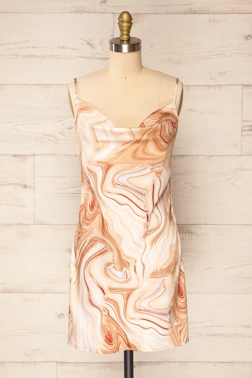 Jeenah | Marble Pattern Short Slip Dress