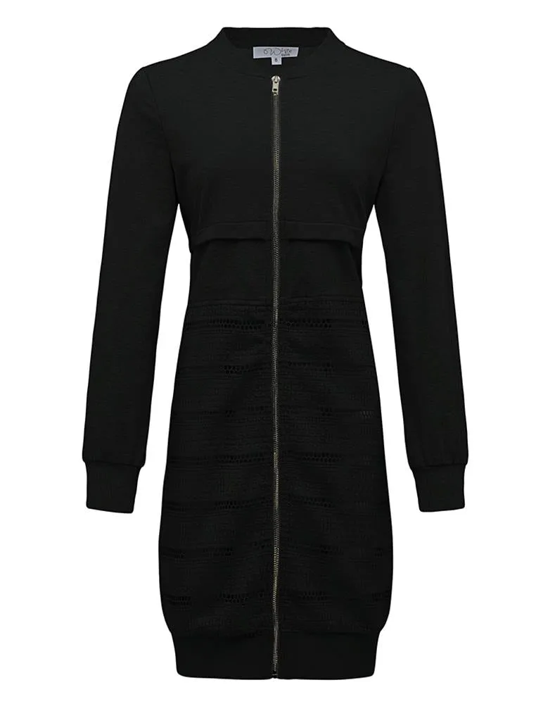Lace Bottom Zip Jacket