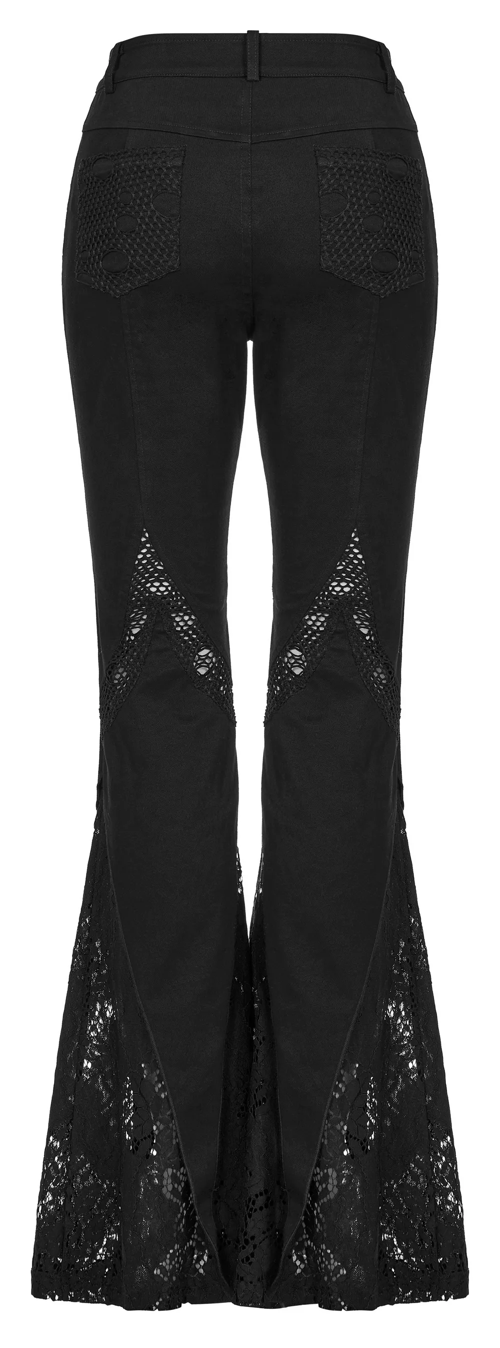 Lace-Infused Micro Elastic Gothic Flare Pants