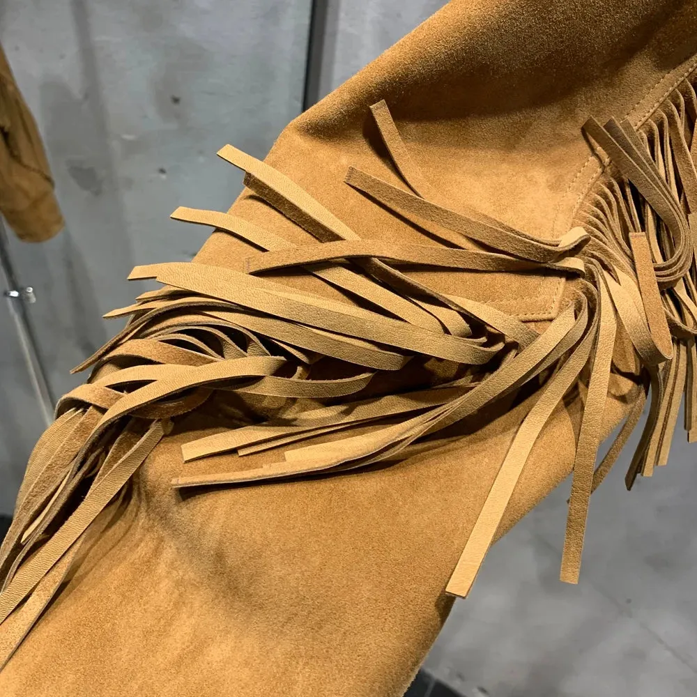 Luxury Leather & Suede Fringe Crop Jacket