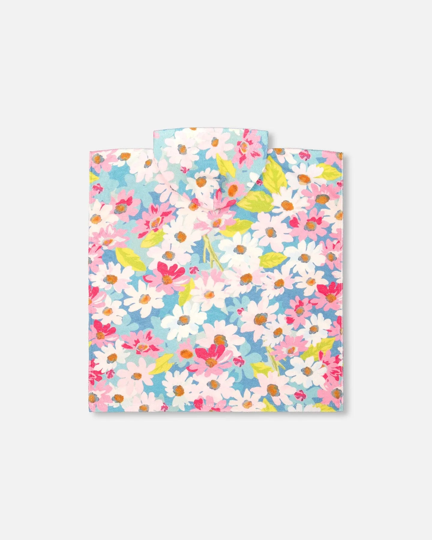 Poncho De Plage Motif Floral Blanc