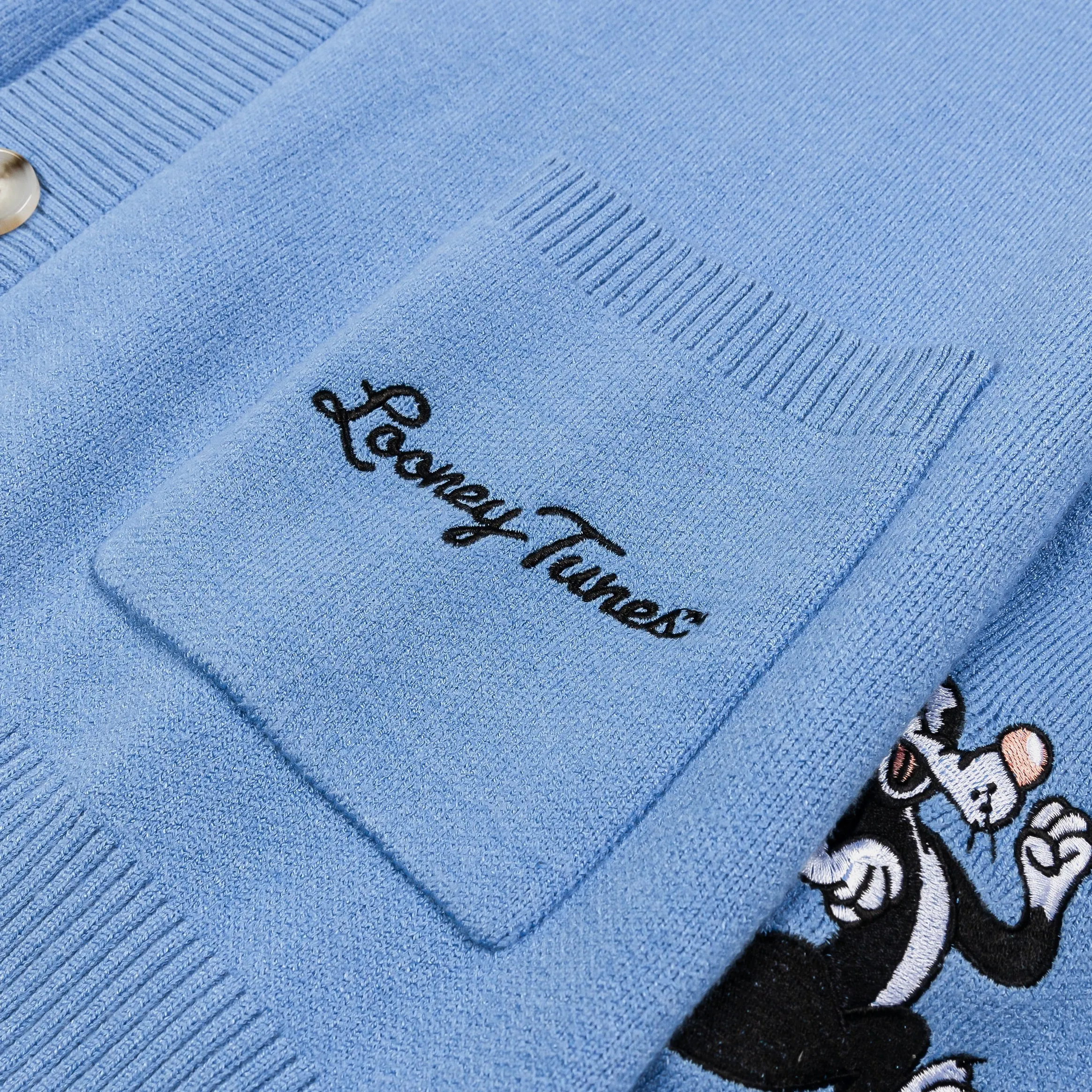 SP x Looney Tunes Characters Mens Cardigan (Black/Blue)