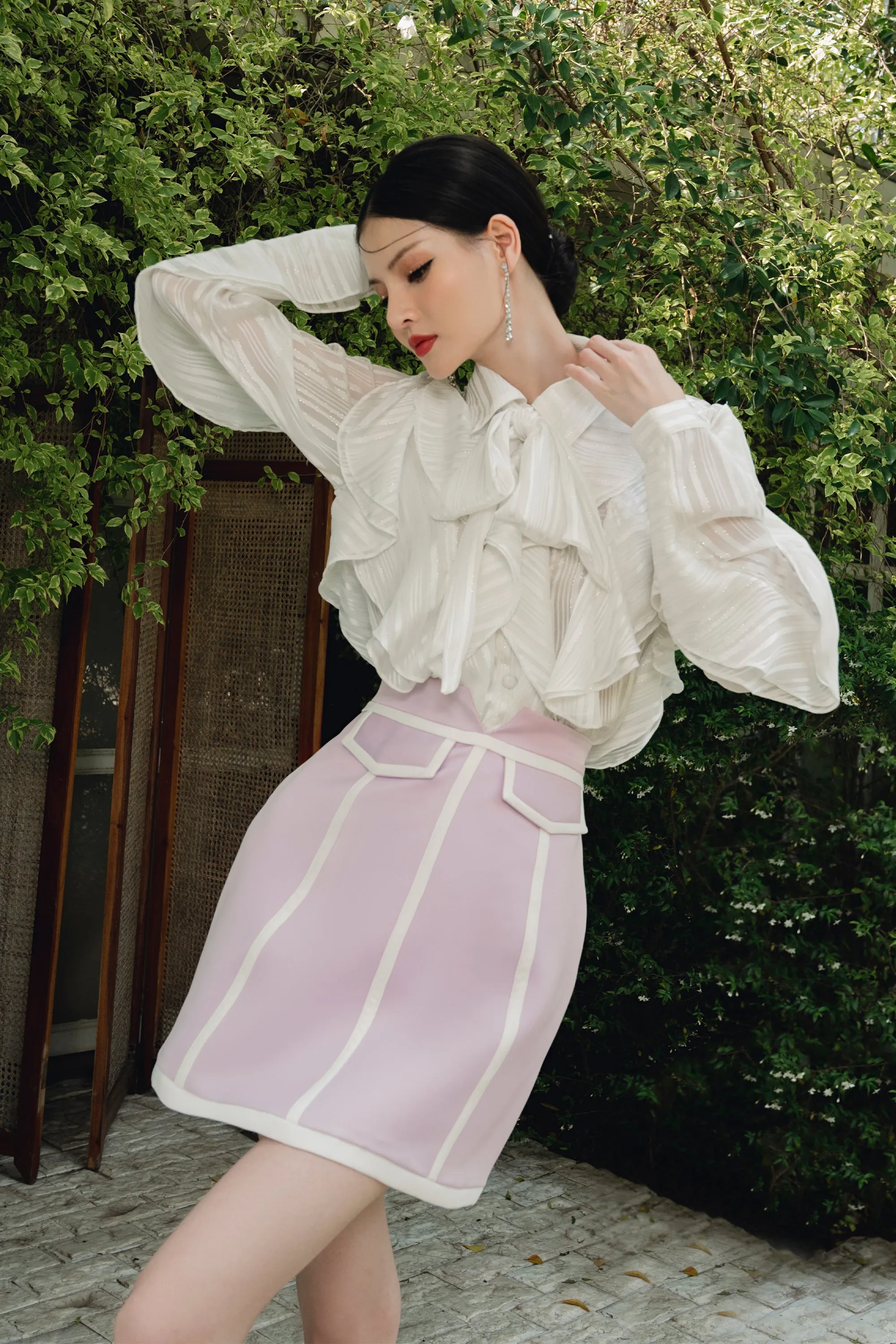 Stella A-line Flap Pocket Taffeta Mini Skirt