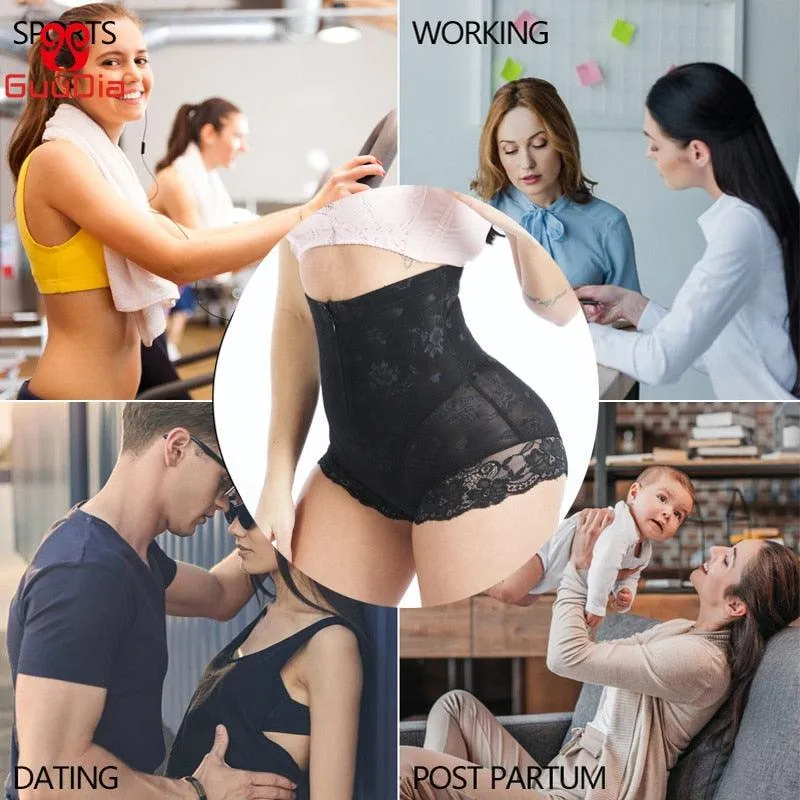 Trending Shaper Panties Sexy Lace Shapers Body Shaper with Zipper Double Control Panties Women Shapewear Sexy Lace Waist Trainer (FH)(FHW1)(1U31)(1U24)(TSP4)