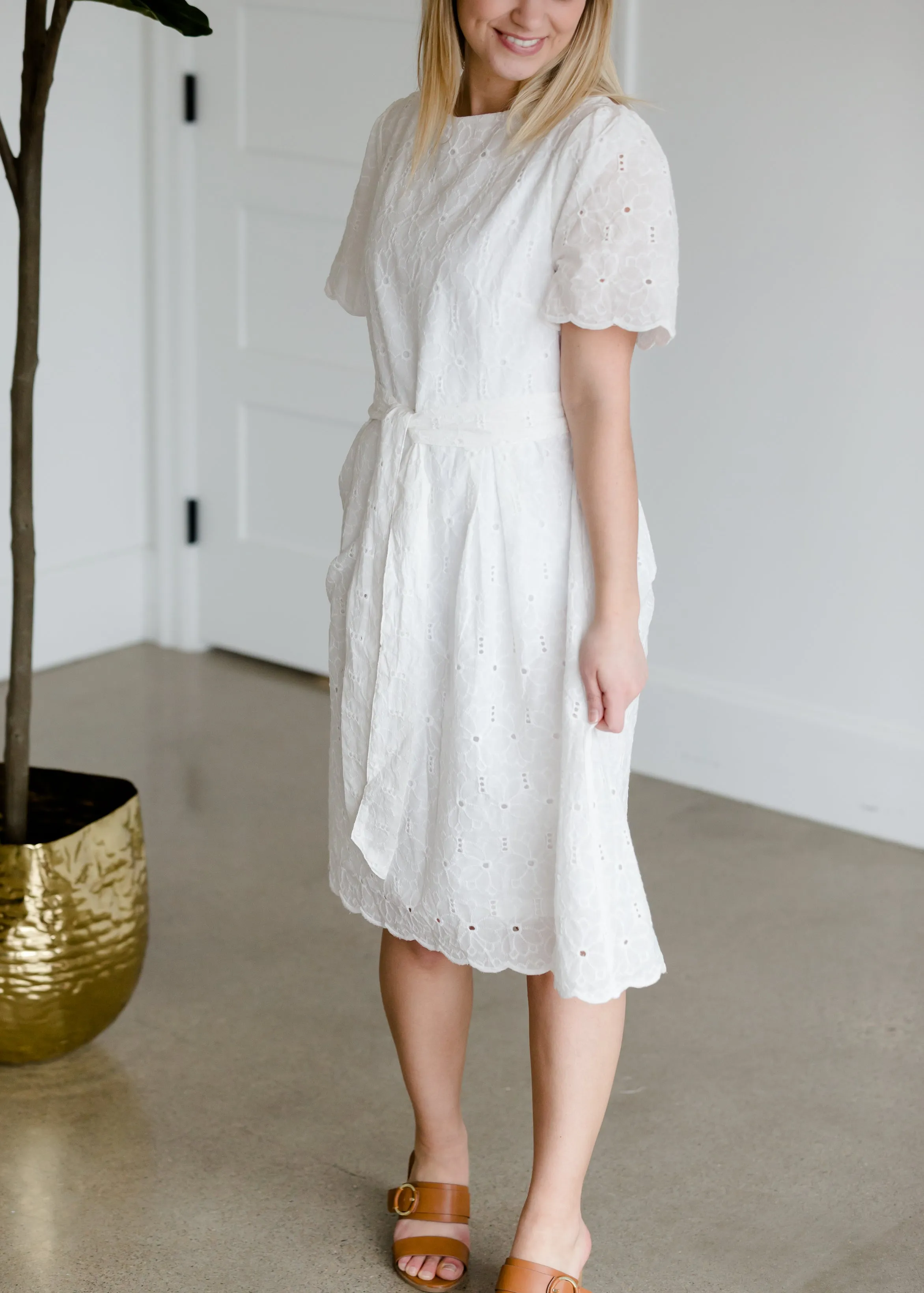 White Lace Detailed Midi Dress - FINAL SALE