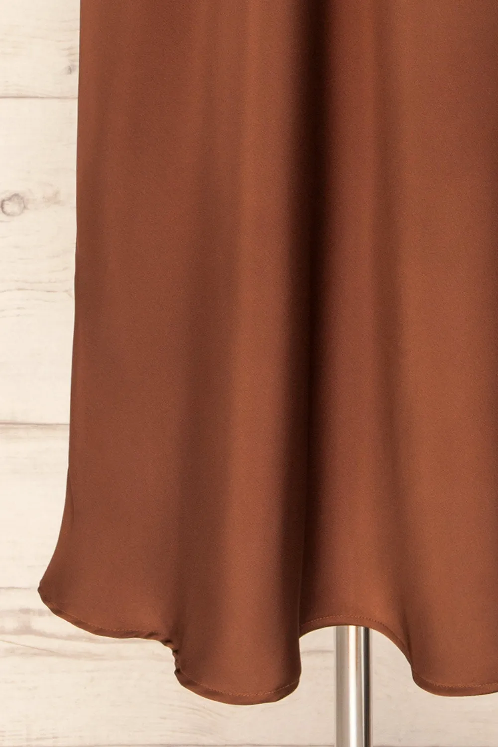 Xilloux Brown | Midi Slip Dress w/ Adjustable Straps